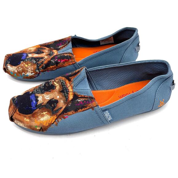 Sketchers Bob's Dogs German Shepard Women's Sz 8.5 Slip on Blue Comfort Walking - Picture 3 of 9